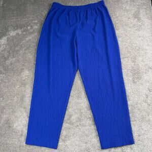 Blue Kathie Lee Crinkle Pants Size XL Elastic Waistband Dopamine Bold Vibrant